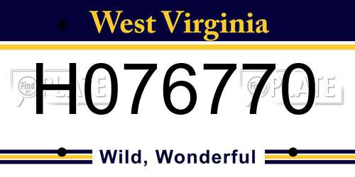H076770 West Virginia License Plate