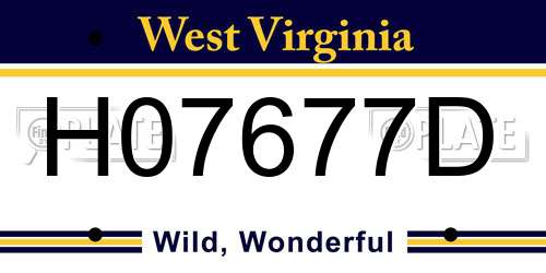 H07677D West Virginia License Plate