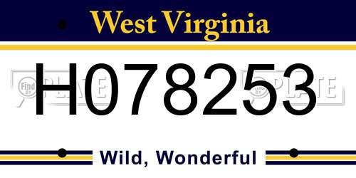 H078253 West Virginia License Plate