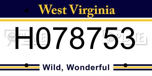 H078753 West Virginia License Plate