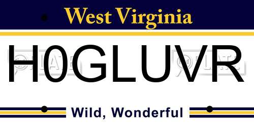 H0GLUVR West Virginia License Plate