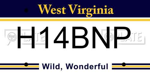 H14BNP West Virginia License Plate