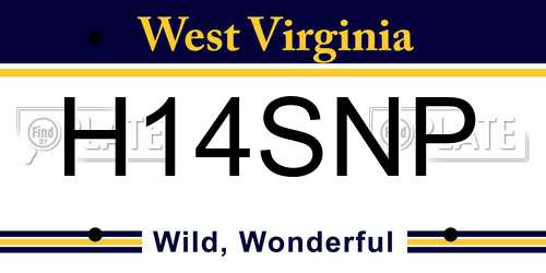 H14SNP West Virginia License Plate