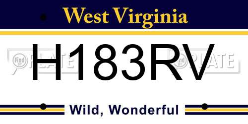 H183RV West Virginia License Plate