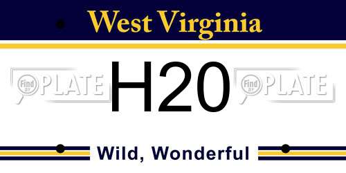 H20 West Virginia License Plate