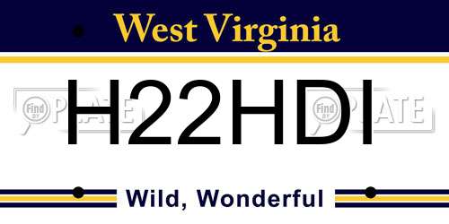 H22HDI West Virginia License Plate