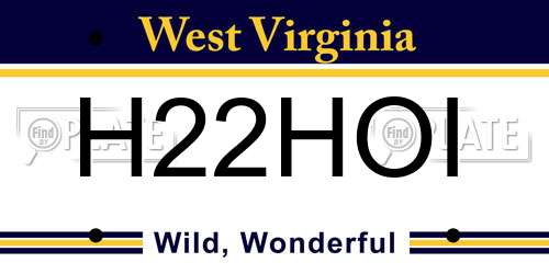 H22HOI West Virginia License Plate