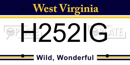 H252IG West Virginia License Plate
