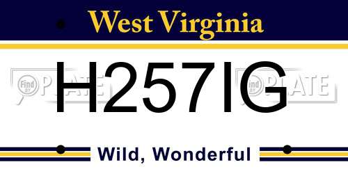 H257IG West Virginia License Plate