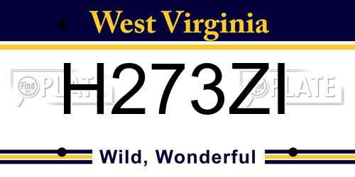 H273ZI West Virginia License Plate