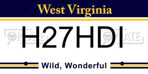 H27HDI West Virginia License Plate