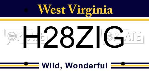 H28ZIG West Virginia License Plate
