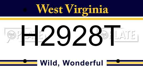 H2928T West Virginia License Plate