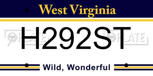 H292ST West Virginia License Plate