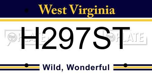 H297ST West Virginia License Plate