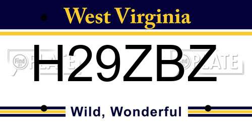 H29ZBZ West Virginia License Plate