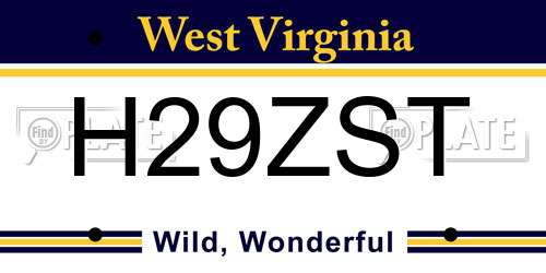 H29ZST West Virginia License Plate