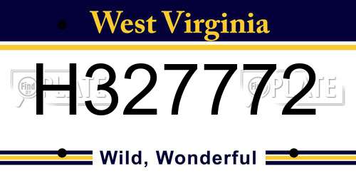 H327772 West Virginia License Plate