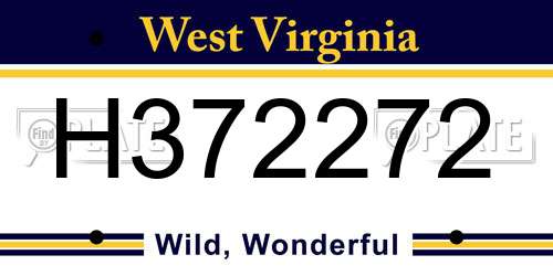 H372272 West Virginia License Plate