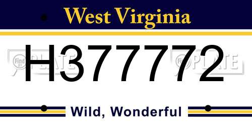 H377772 West Virginia License Plate