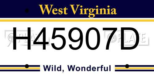 H45907D West Virginia License Plate