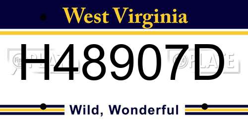 H48907D West Virginia License Plate