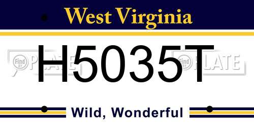 H5035T West Virginia License Plate