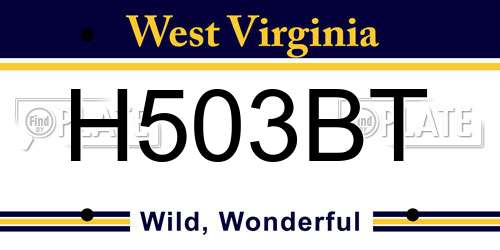 H503BT West Virginia License Plate