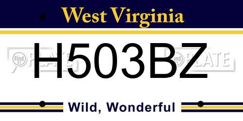 H503BZ West Virginia License Plate