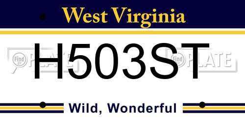 H503ST West Virginia License Plate