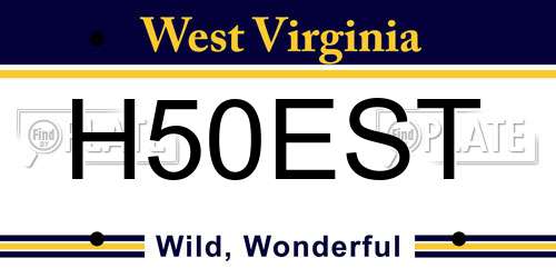 H50EST West Virginia License Plate