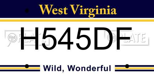 H545DF West Virginia License Plate