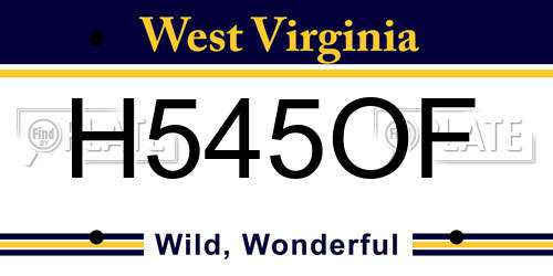 H545OF West Virginia License Plate