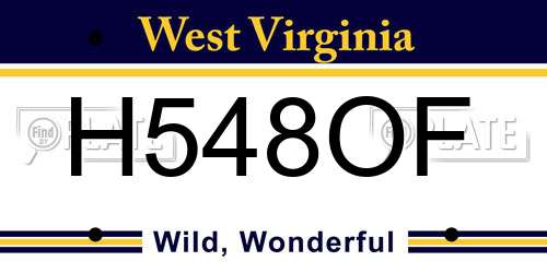 H548OF West Virginia License Plate