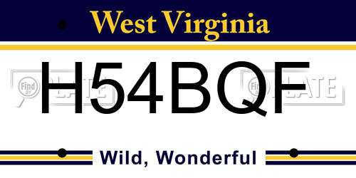 H54BQF West Virginia License Plate