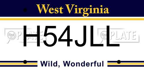 H54JLL West Virginia License Plate
