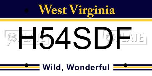 H54SDF West Virginia License Plate