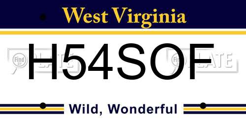 H54SOF West Virginia License Plate