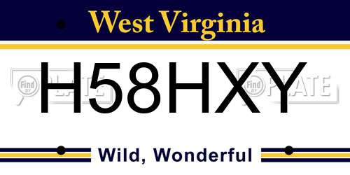 H58HXY West Virginia License Plate