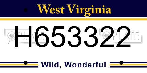 H653322 West Virginia License Plate