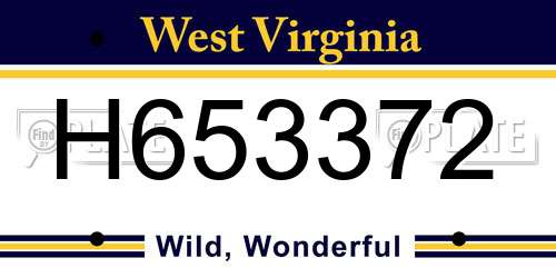 H653372 West Virginia License Plate
