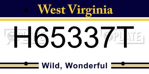 H65337T West Virginia License Plate