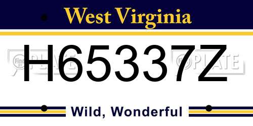 H65337Z West Virginia License Plate