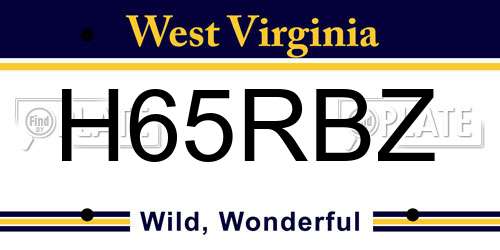 H65RBZ West Virginia License Plate