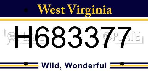 H683377 West Virginia License Plate