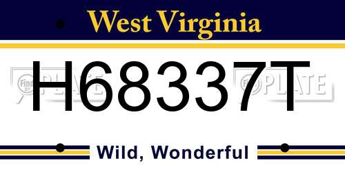 H68337T West Virginia License Plate