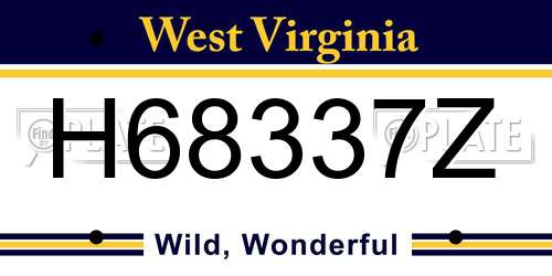 H68337Z West Virginia License Plate