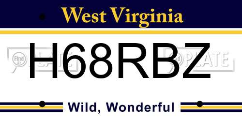 H68RBZ West Virginia License Plate