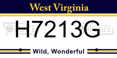 H7213G West Virginia License Plate