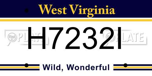 H7232I West Virginia License Plate